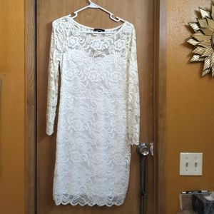 Dress white with slip lace